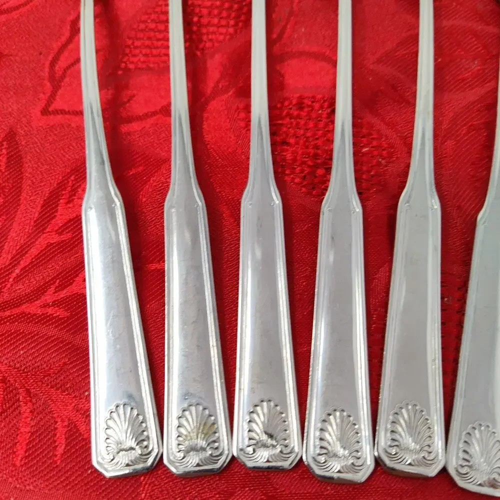 8X LH Tsp Colonial Shell Stainless Long Handled Tea Malt Spoons Korea